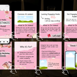 100 Aesthetic Pink Instagram Carousel Templates | Editable Canva PLR MRR
